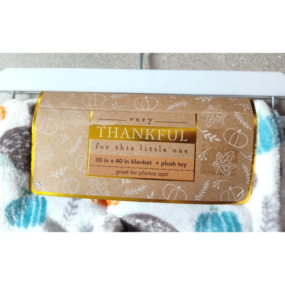Thankful Baby's 1st Thanksgiving Blanket Gnome Lovey Toy Dream Kids Pumpkin‎ NWT